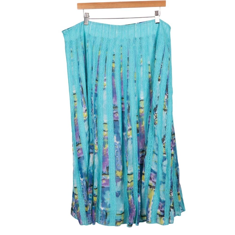 Choices Maxi Skirt XL Lace Floral Aqua Blue Fairy Festival Boho Spring Easter